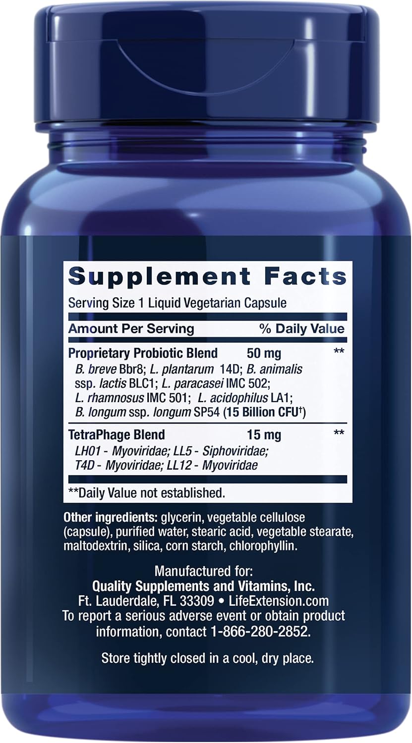 FLORASSIST® GI with Phage Technology – Proprietary Probiotic 15 Billion CFU and TetraPhage Blend Supplement Pills for Digestive Health Support - Non-GMO, Gluten-Free -90 Liquid Vegetarian Capsules