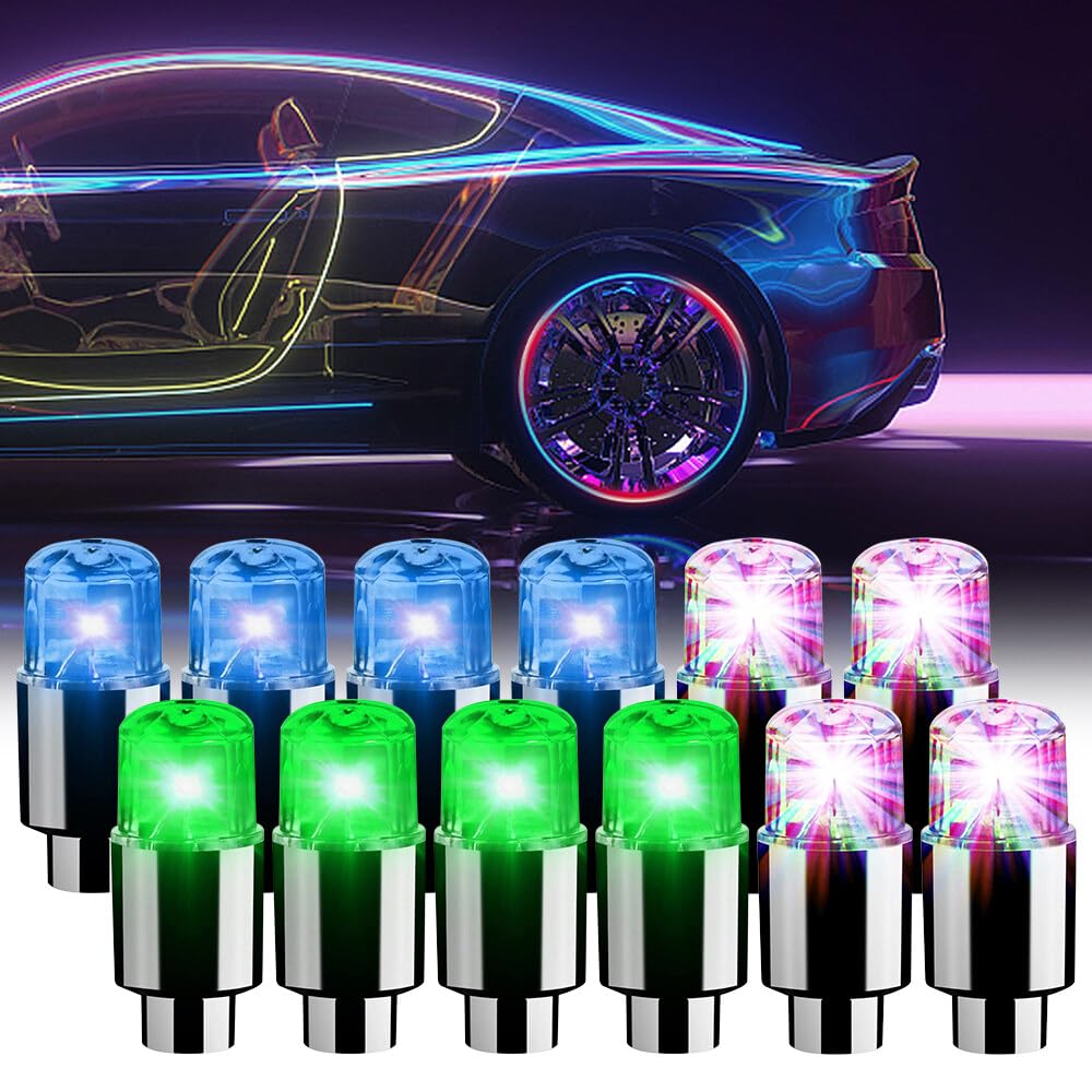 12 Cappucci Valvole Luminosi Auto Con Disegno Teschio - Fluorescenti Per Auto, Moto E Bici - Foto 5