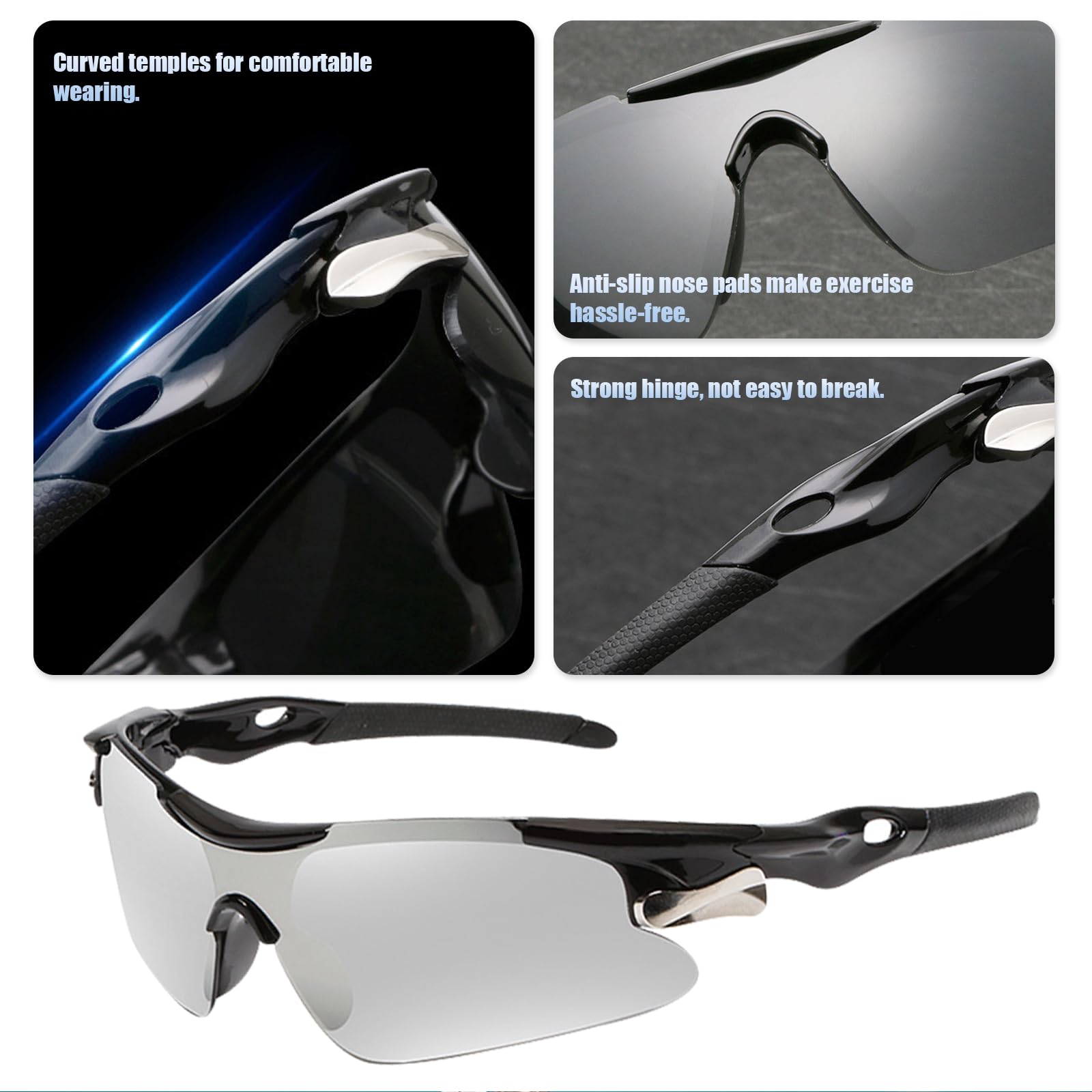 BDSHUNBF 2 Cycling Glasses, Sports Sunglasses - Image 3