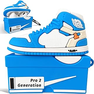 Cute 3D Baskerball Shoes Box Airpods Pro 2nd Generation Case Cover, Silicone Kawaii Airpods Pro 2 Case Cute, Funny Fashion Aesthetic Cool Case for AirPods Pro 2 with Keychain (Blue)