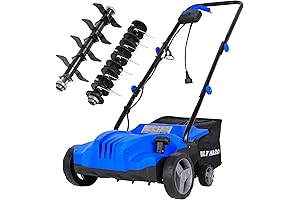 Dethatcher Machine for Lawns: 13-Inch Wide, 8-Gallon Collection Bag