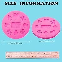 Vista 2 de WILLBOND 2 moldes de silicona para póquer, moldes de chocolate con temática de casino en 3D, mini tarjetas de corazón para dulces, fondant, rosa