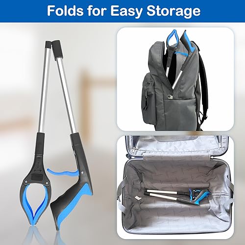 Miniatura 5 de PECEBO Herramienta de Alcance de 32 pulgadas, Paquete de 1 Herramienta de Alcance y Agarre de Recogida Plegable con Mandíbula Giratoria