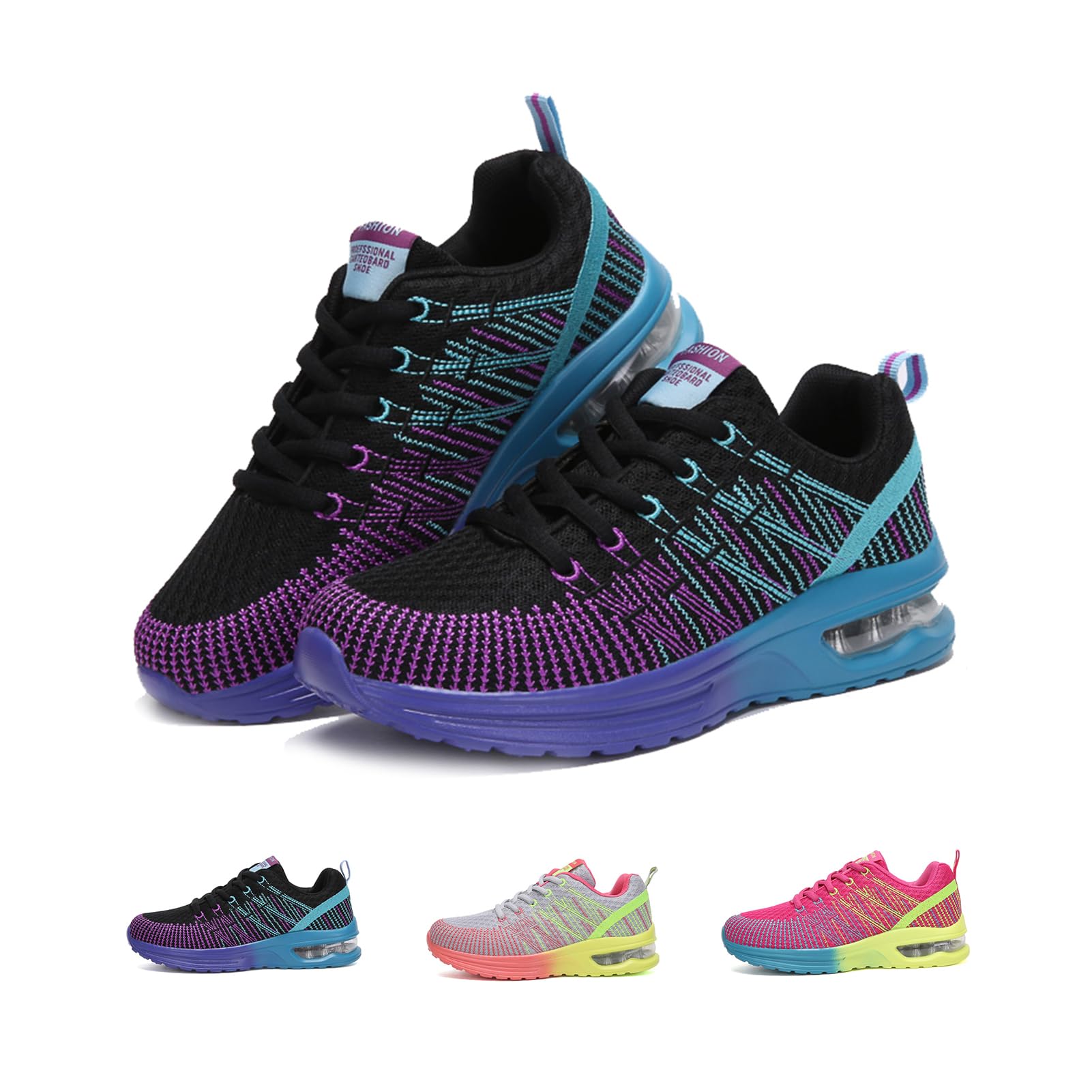 NEOKER Zapatillas Deportivas Mujer Zapatillas de Deporte Antideslizante Ligero Sneakers Gimnasio Atlético Zapatillas de Running Negro Gris Rojo 36-42 EU