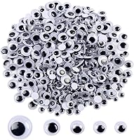 Vista 9 de DECORA 1000 piezas redondas de plástico negro Googly Wiggle Eyes, autoadhesivas, amplia variedad de tamaños