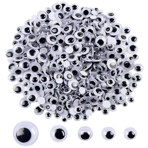 DECORA 500 Pieces 6mm -12mm Black Wiggle Googly Eyes with Self-Adhesive for Crafts Decorations
