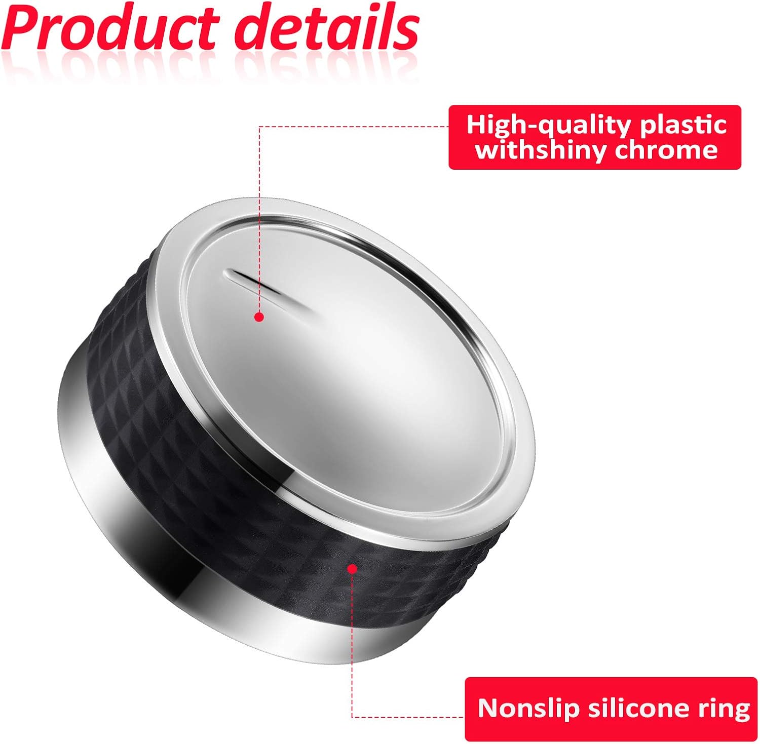 Mudder 4 Pieces Gas Grill Knob BBQ Control Knobs Replacement Rotating Switch Gas Stove Cooker Chrome Control Knob with D Valve Stainless Steel Round Knob for Gas Grill Stove Party