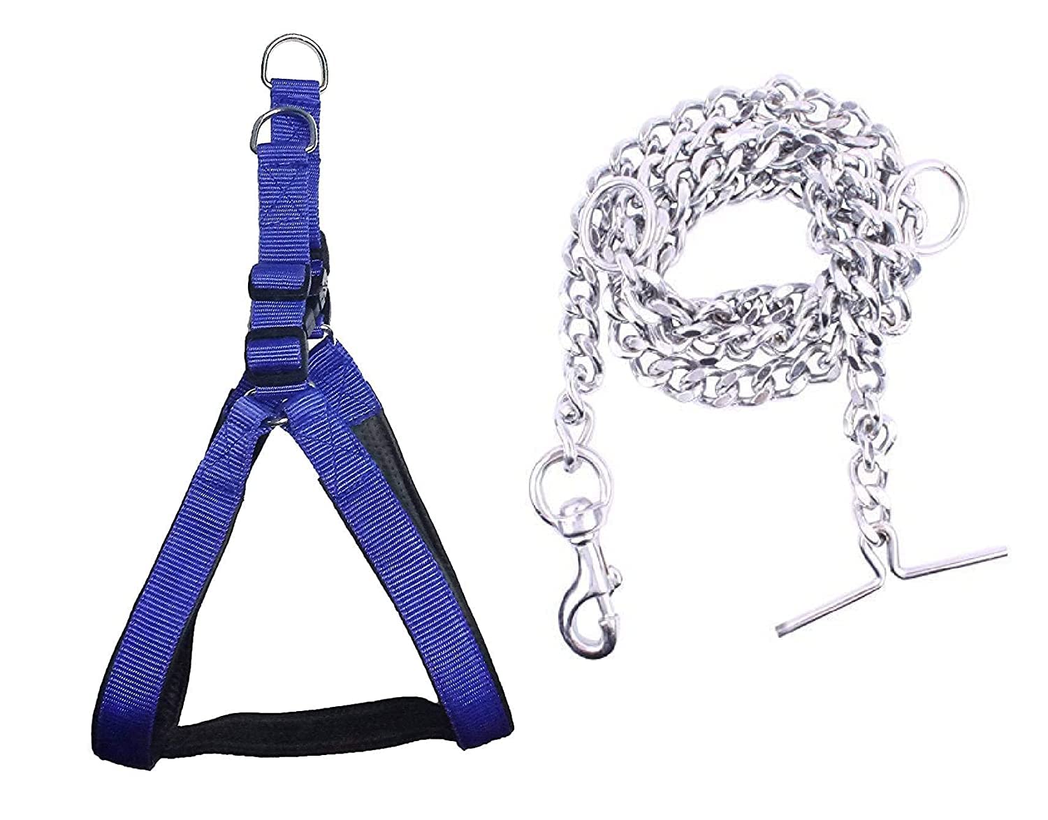 SPYNET Combo Adjustable Padded Chest Belt Harness & Dog Chain for Large & Medium Dogs (3/4 Inch, Blue) (B09VDP486M) Amazon Price History, Amazon Price Tracker
