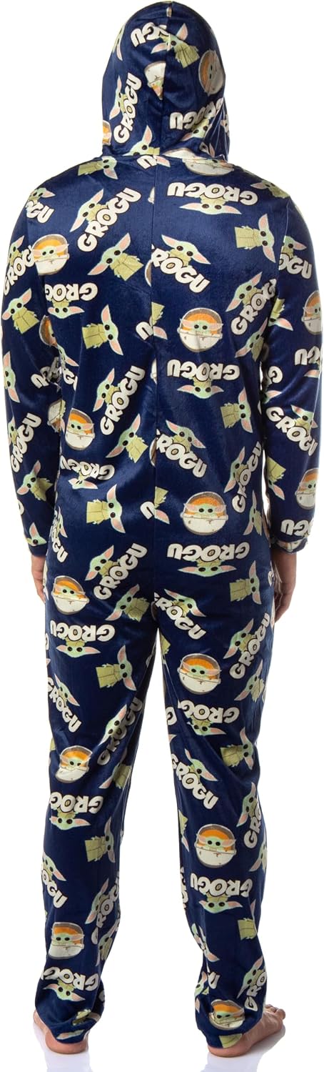 Star Wars The Mandalorian Grogu All-Over Print Hooded Men's Union Suit Pajama image 4