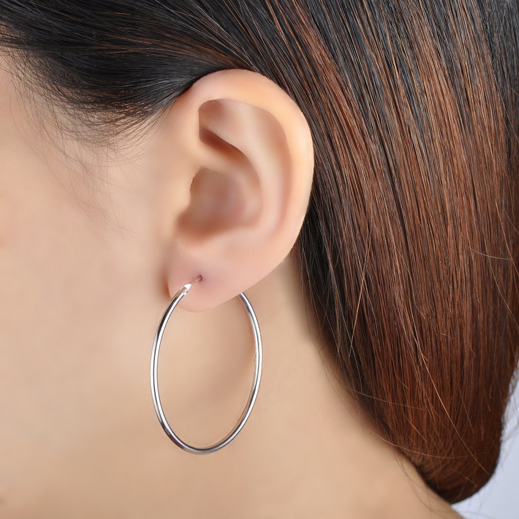 Unendlich U Fashion Damen Ohrringe Creolen 925 Silber Ohrhänger Durchmesser 40mm Poliert Rund Sleeper Ohrschmuck für Frauen