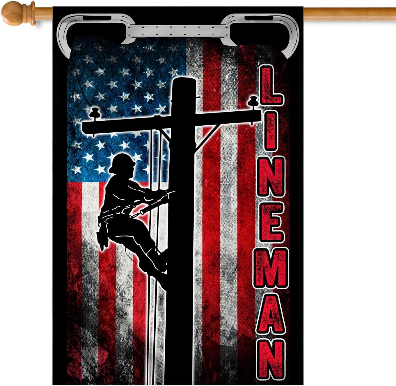 Patriotic Lineman Flag American US (12" x 18") USA Garden Flag Premium Decorative Yard Outdoor Flags