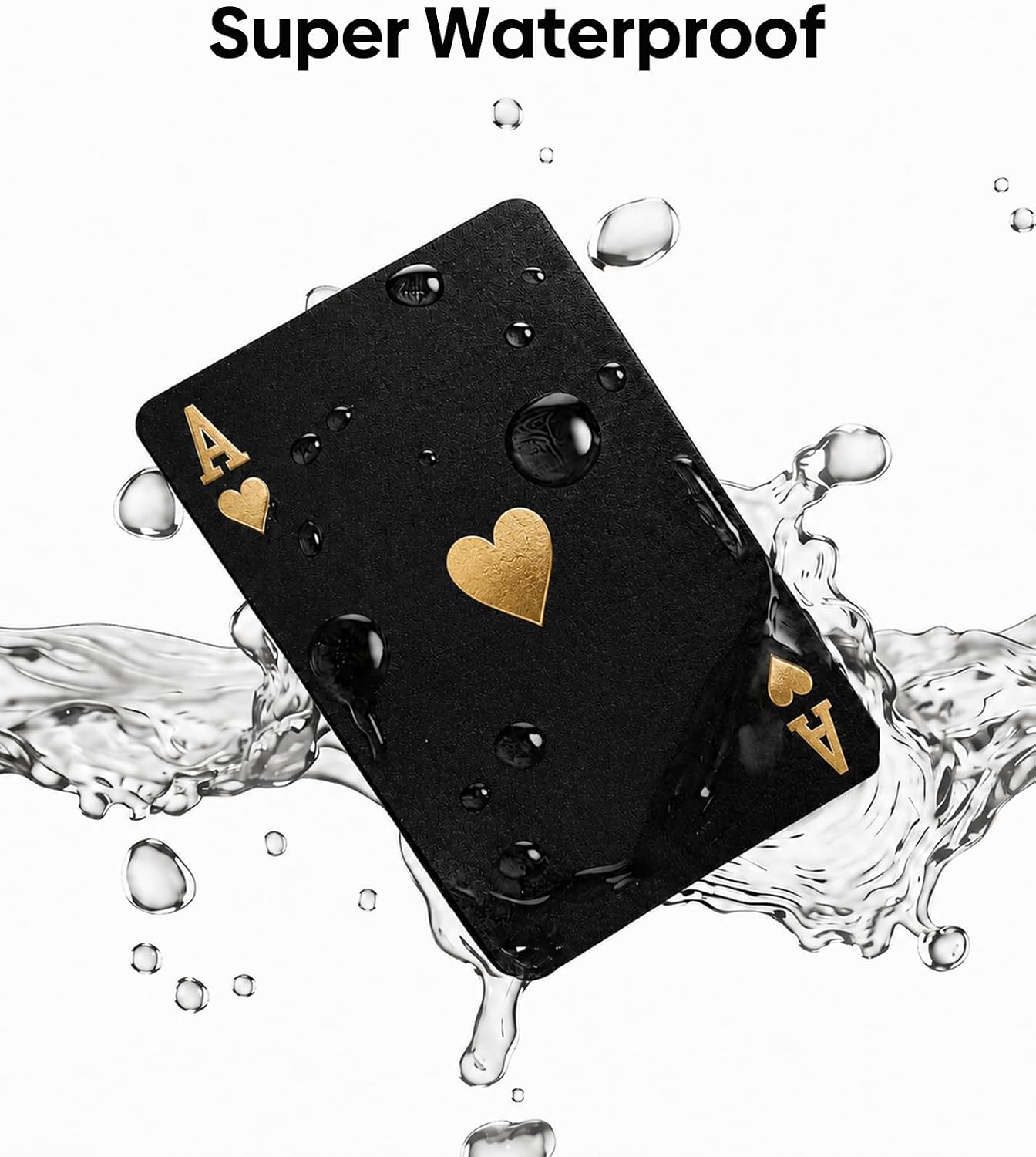 Black Gold Waterproof Playing Cards, PET Plastic Poker Cards | Washable Durable Deck for Texas Hold’em, Blackjack, Game Night, Camping, Travel, Party & Gifts, Standard Size (2 Decks)