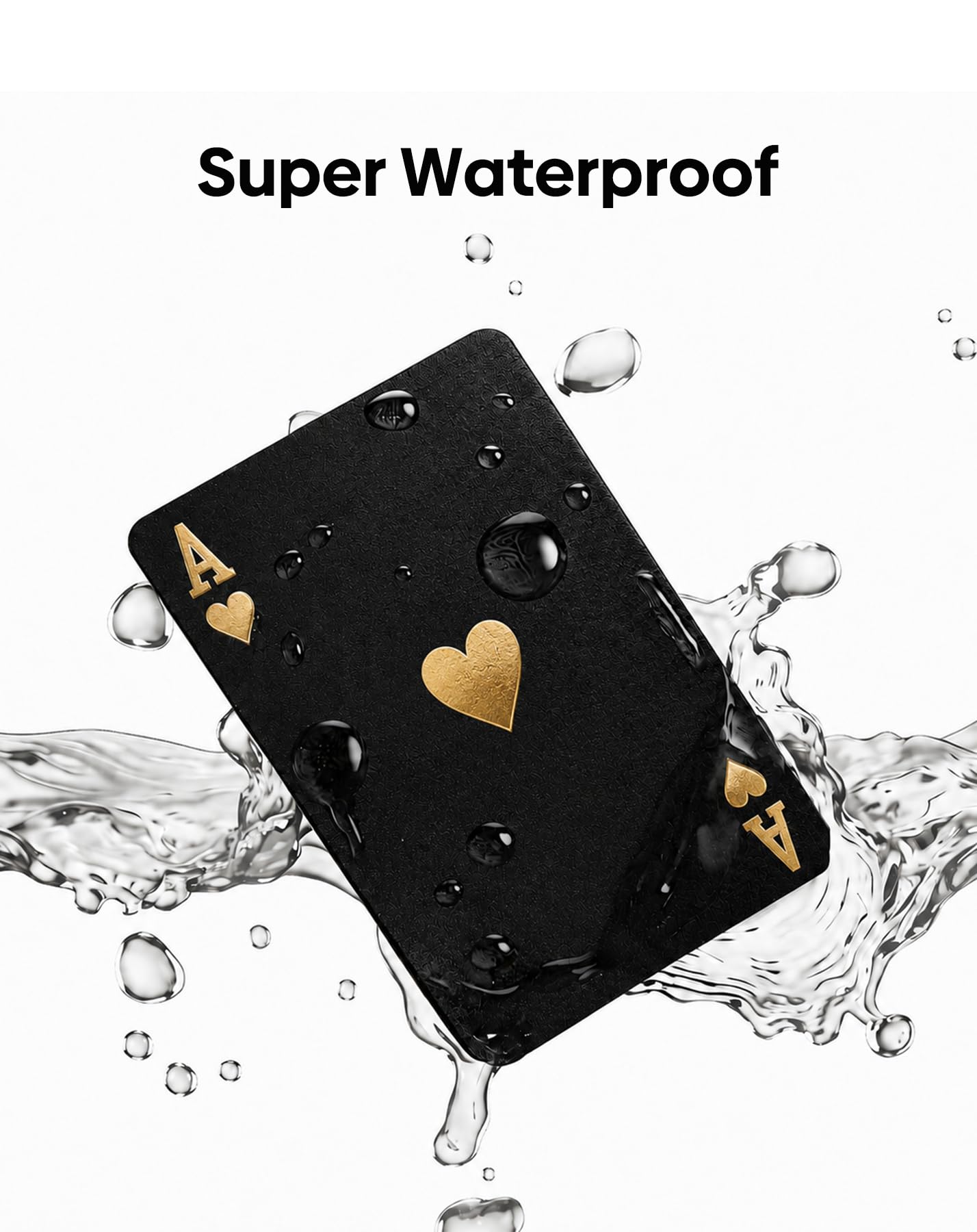Carte da gioco impermeabili in plastica PET, colore oro nero, carte da poker lavabili e durevoli, per Texas Hold'em, Blackjack, Game Night, campeggio, viaggi, feste e regali, dimensioni