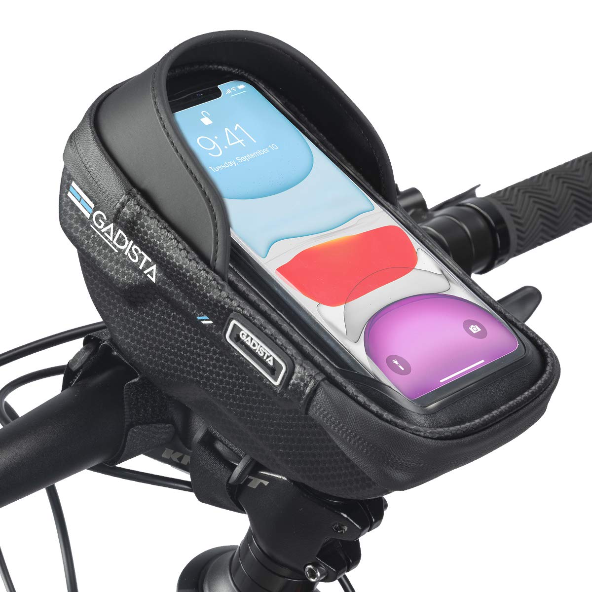 GADISTA® France, Sacoche Velo, Sacoche Guidon Velo étanche pour Smartphone sous 6,5 Pouces. Support Telephone Velo Universel avec écran Tactile et Espace de Rangement. Cadeau Homme Femme noêl