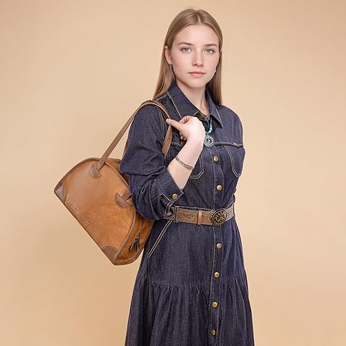 Miniatura 7 de Montana West Monederos y bolsos para mujer, estilo retro, bolso de boliche de cuero para uso diario, bolso con asa superior