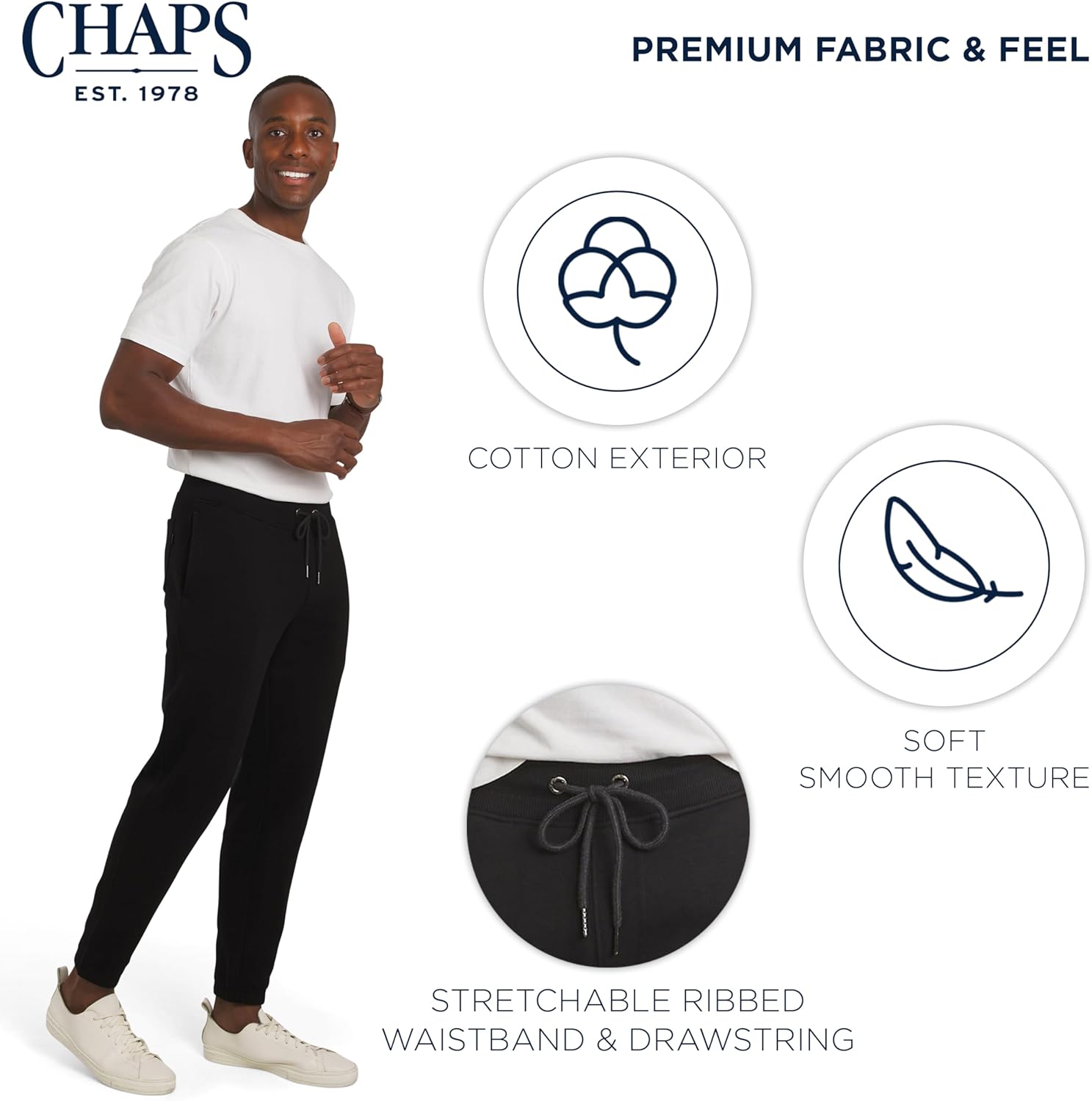 Chaps Men's Everyday Regular Fit Comfortable Fleece Lined Jogger Sweatpants (S-2XL) - Image 5