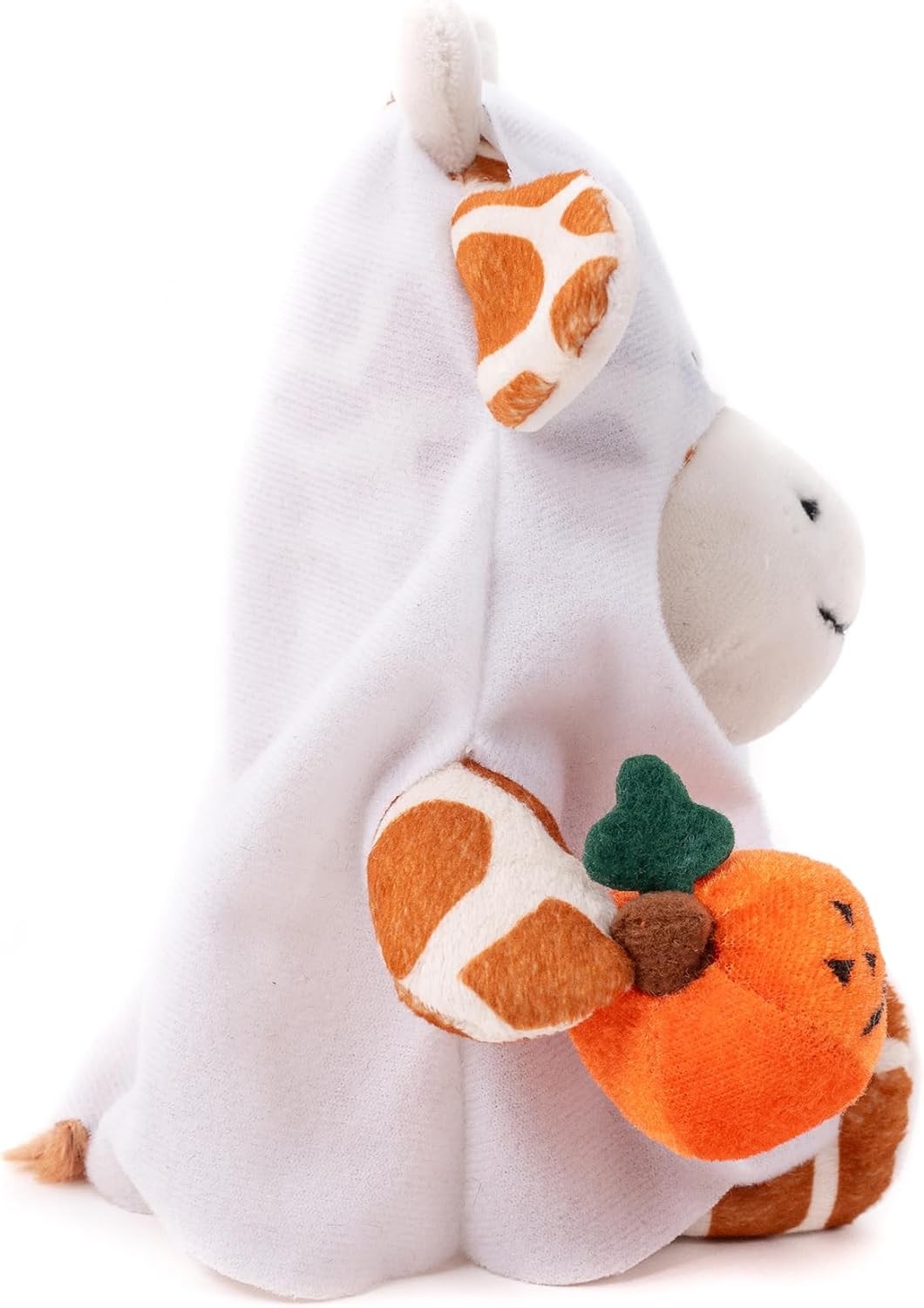 Plushland 8 Inch Glow Halloween Plush Toys - Panda, Giraffe, Capybara Stuffy in Glow Costumes with Pumpkin, Glow in The Dark Spooky Stuffed Animals Trick or Treat Party Decor (Giraffe)