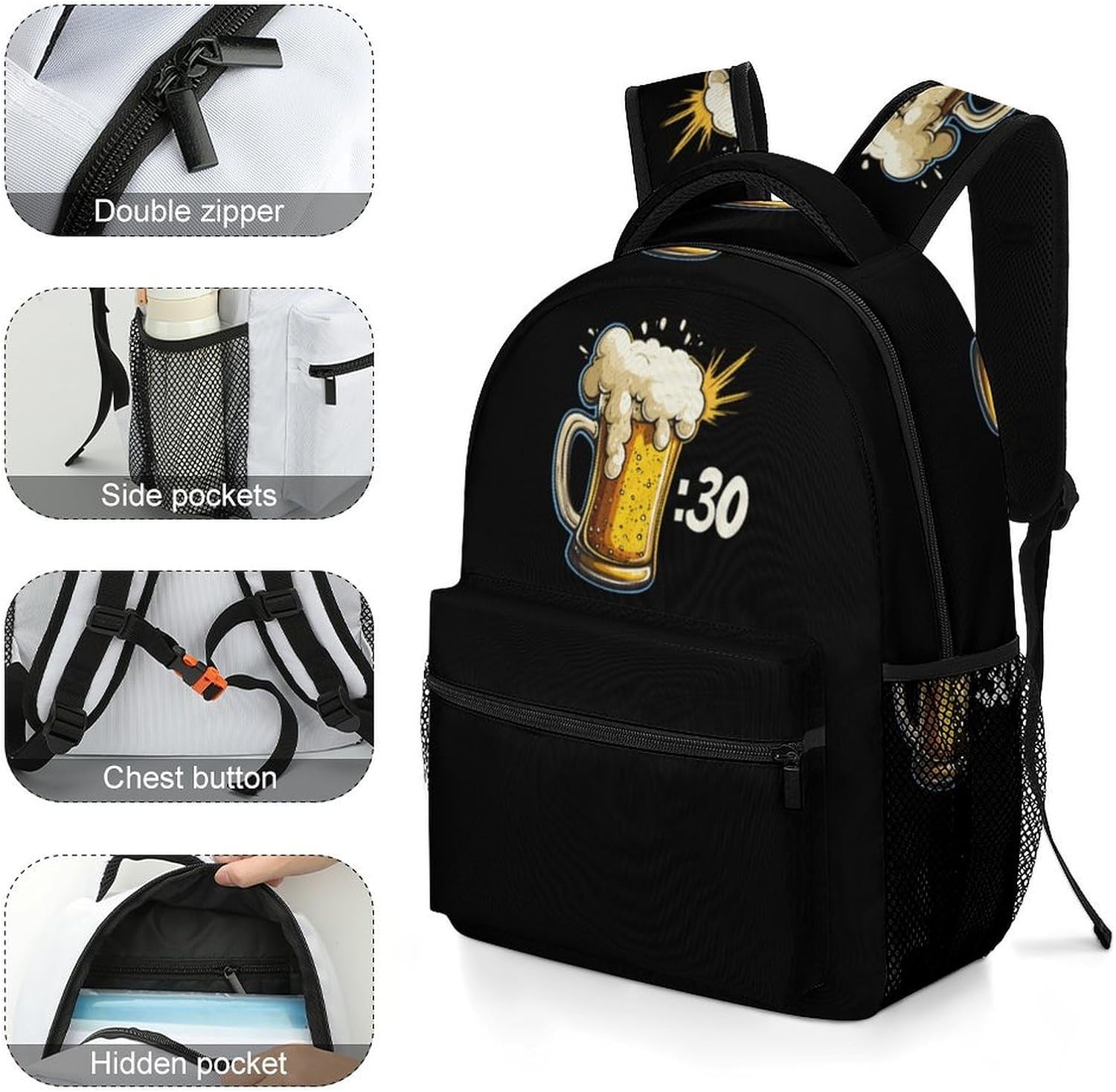 Beer Thirty Patricks Day Irish Laptop Backpack Lightweight Travel Daypack Shoulder Bag for Men Women