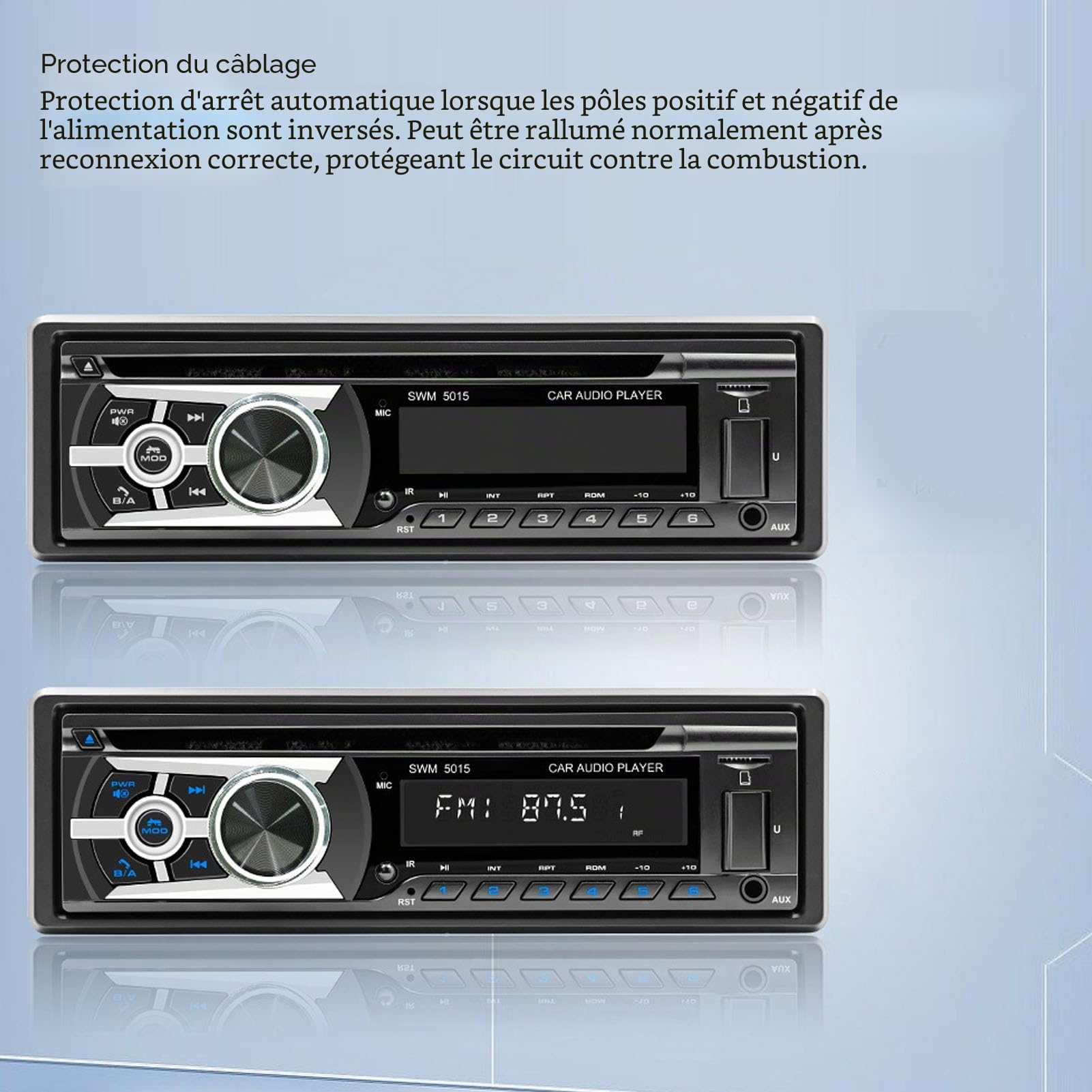 Stéréo de Voiture Bluetooth CD avec Port USB, Radio FM, Lecteur MP3, Prise en Charge de L'entrée CD DVD AUX TF, Stéréo de Voiture Simple Din, avec Télécommande