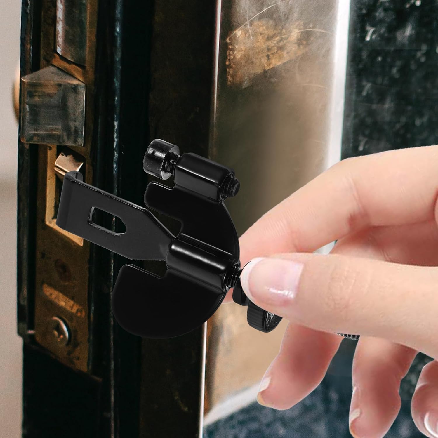 Lurrose Portable Door Lock Home Security Door Locker with Adjustable Length Metal Construction Easy to Install for Homes and Hotels Travel Safety