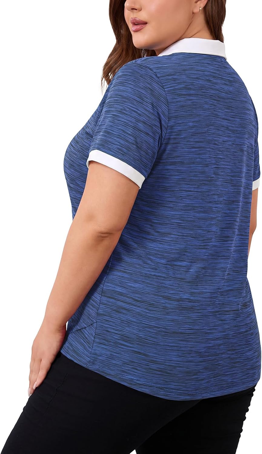 Cucuchy Style Plus Size Womens Golf Shirt V Neck Short Sleeve Workout Tops UPF 50+ Shirts