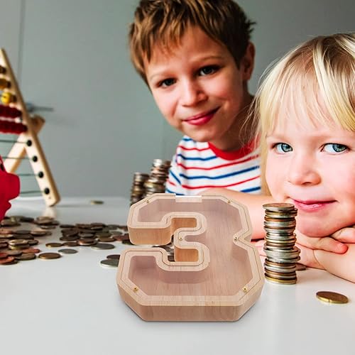 Vista 30 de ibasenice Alcancía transparente para decoración del hogar, alcancía para niños, irrompible, alcancía de madera para adultos