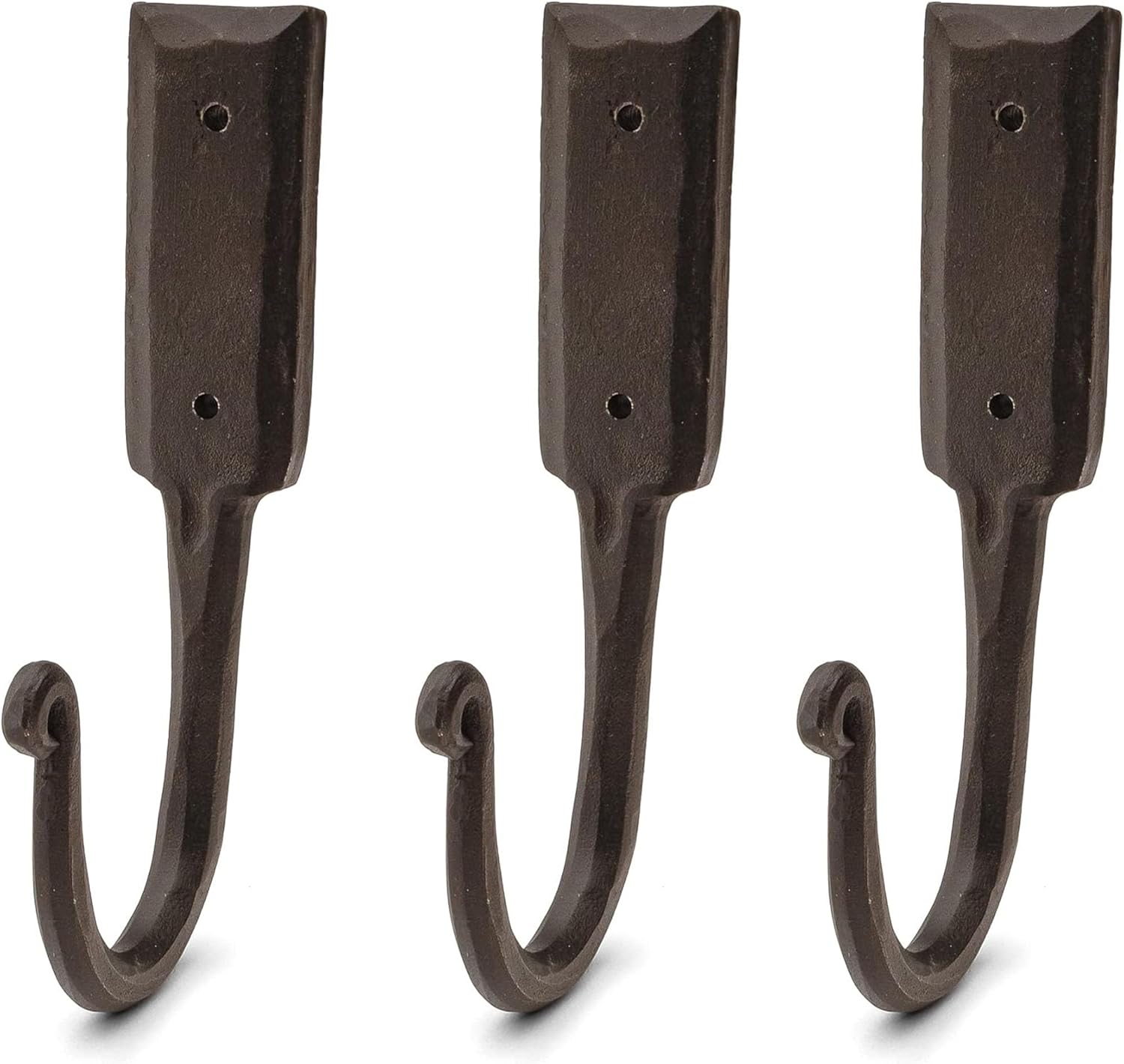 Kings County Tools Coat Hooks Heavy Duty 2-Pack - Large 6.5” Hand Forged Rustic Iron Handmade Wall Hooks for Hanging Heavy Duty Pots and Pans, Coats, Hats, Towels or Bags (Black)