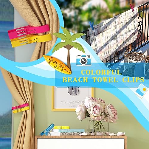 Miniatura 4 de Danmu Clips coloridos para toallas de playa clips de playa clips de toalla para silla de playa mantas tumbonas de piscina crucero paquete de 8 -