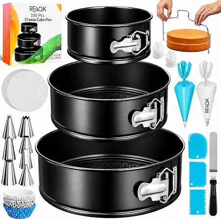 RFAQK 100pcs Cake Pan Sets for Baking + Cake Decorating