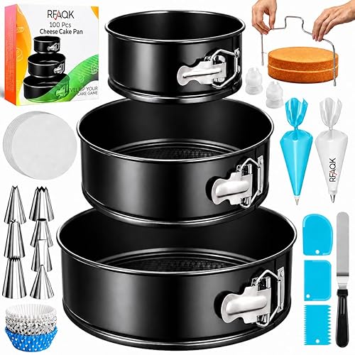RFAQK 100pcs Cake Pan Sets for Baking + Cake Decorating