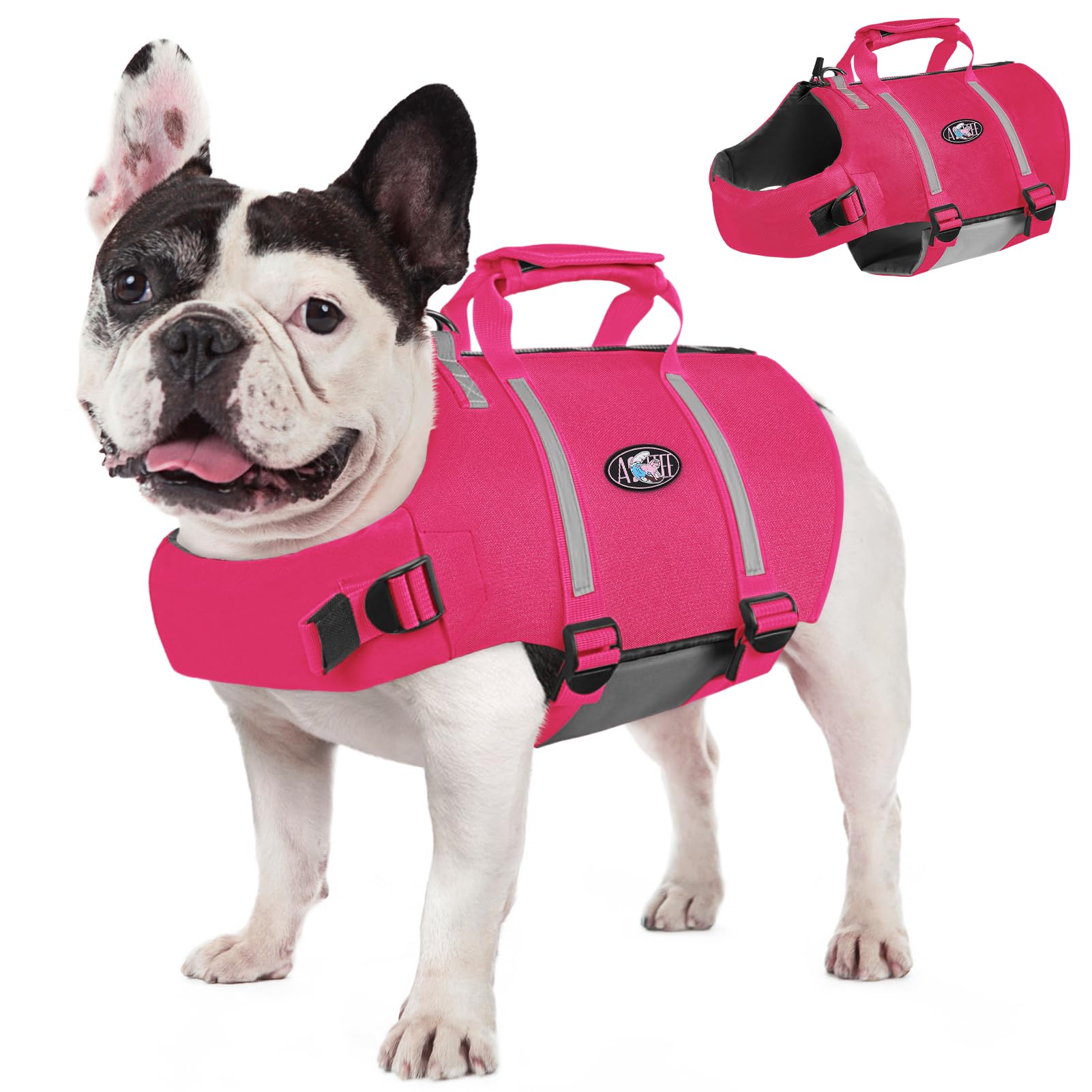 AOFITEE Schwimmweste Hund, Hunde Schwimmweste für Bootfahren und Wassersport mit Verbesserter Auftrieb, Schwimmweste Hund mit Sicherheitsgriff und Reißverschluss, Rettungswesten