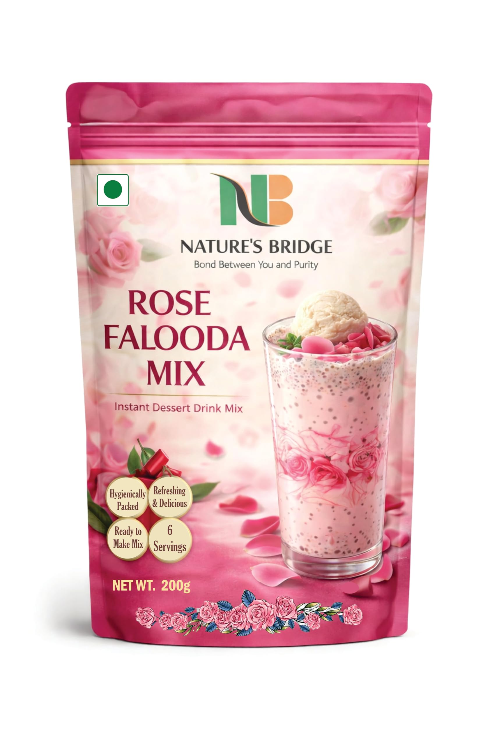 Falooda Mix | Rose Flavour Falooda | Rose Falooda | Instant Falooda Mix - (200 Gm)