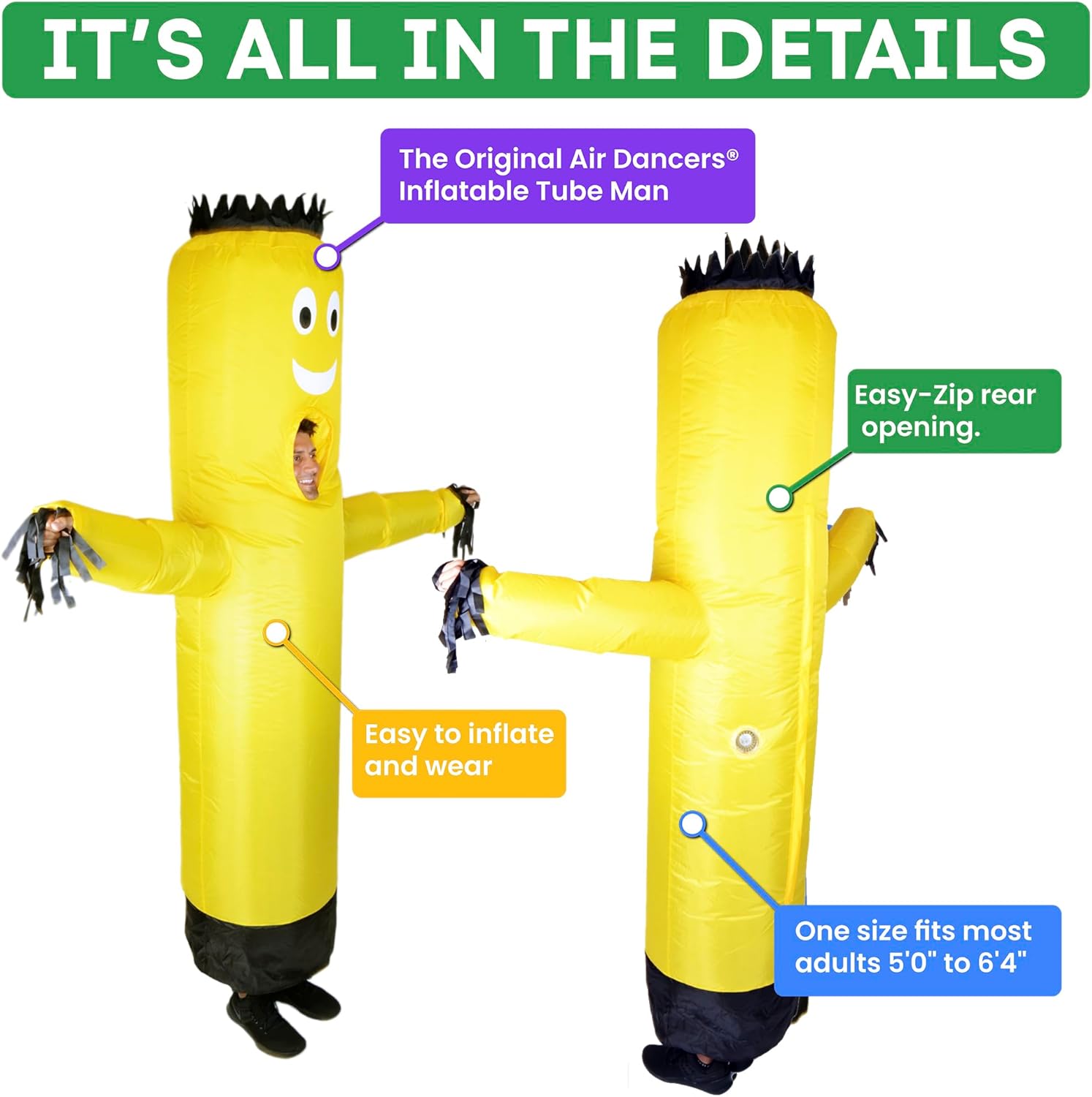 LookOurWay Inflatable Tube Man Costume Multi-Packs - Wacky Wavy Arm Guy Funny Inflatable Halloween Costume for Adults - Image 2