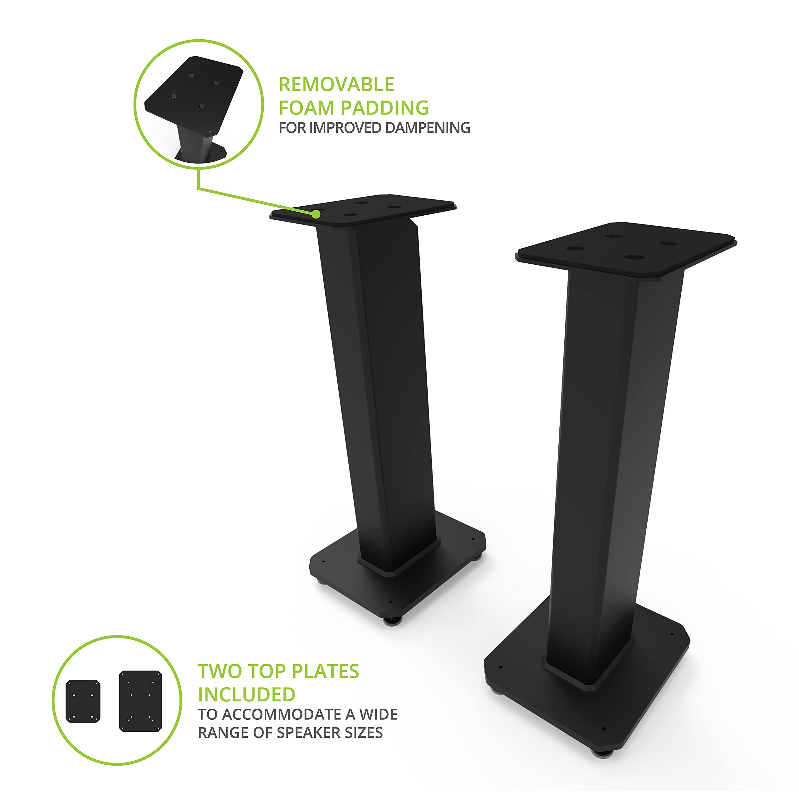 Kanto SX26 - Soportes de pie universales rellenables para altavoces de estantería | 26 pulgadas de alto | Pies de aislamiento ajustables | Canal de cable dedicado | Bolsas de llenado y nivel incluidos