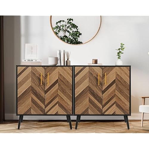 Likein Black Storage Cabinet with 4 Doors, Modern Sideboard Buffet Cabinet with Storage, Black Accent Storage Cabinet with Doors & Adjustable Shelves for Living Room, Office, Hallway, Entryway