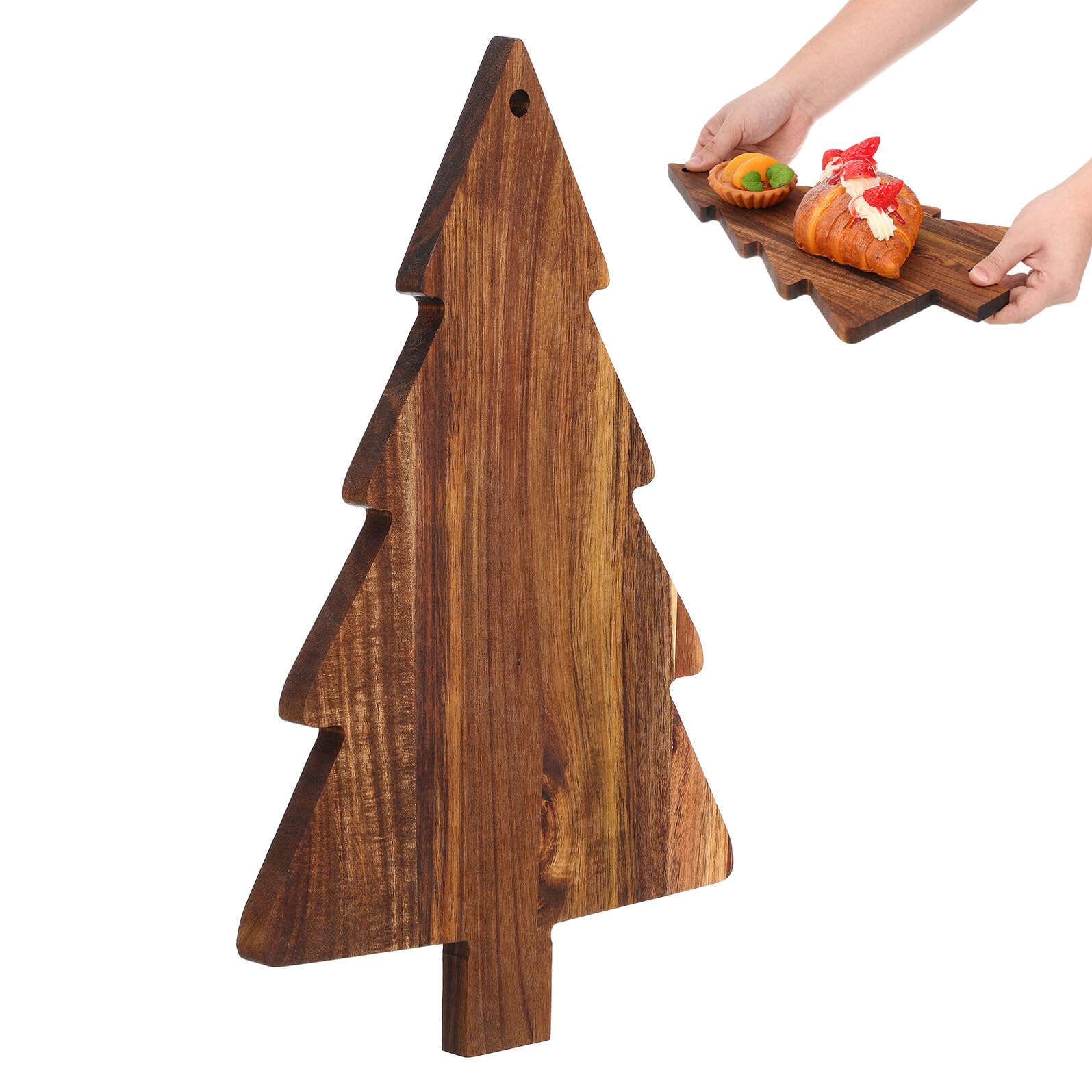 Planche a decouper sapin de Noel en bois plateau de service polyvalent