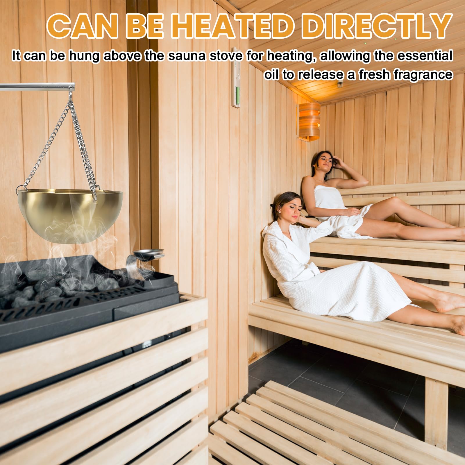 Bol aromatique pour sauna en acier inoxydable 12 cm - Bol de sauna suspendu doré