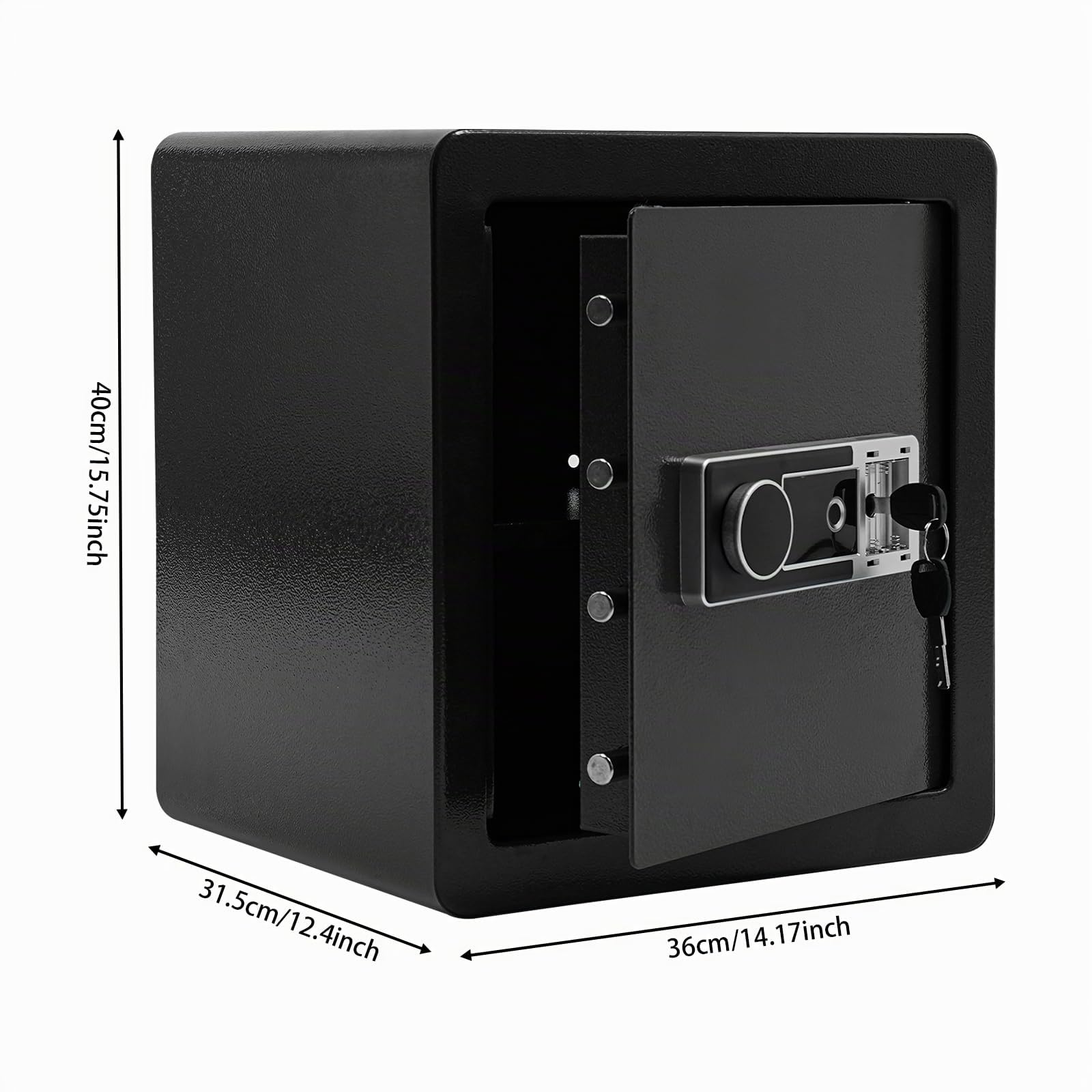Fingerscan Safe mit Fingerabdruck - Elektronischer Tresor für Zuhause (45L) & Büro - Sicherheitstresor mit 16 Finger-Speicher & Notschlüssel für Geld, Schmuck & Dokumente (Schwarz)