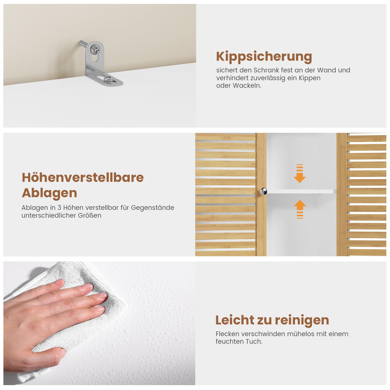 Badezimmerschrank mit Wäschekörbe, Badschrank mit 3 offenen Fächern und 2 Wäscheboxen, herausnehmbarer Wäschesack mit Griffen, Badezimmer Hochschrank mit verstellbare Ablage, 60 x 28 x 170 cm