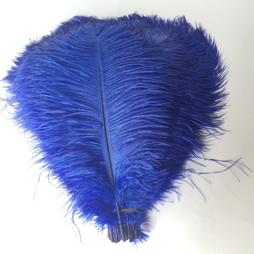 Shekyeon 12-14inch(30-35cm) Ostrich Feathers Plumes for Wedding Centerpieces Pack of 10(Royal Blue) — image 1