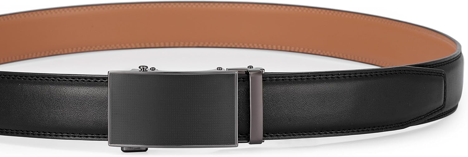 Lingli Men's Belt,Ratchet Dress Belt with Automatic Buckle Brown/Black-Trim to Fit-35mm wide - Image 4