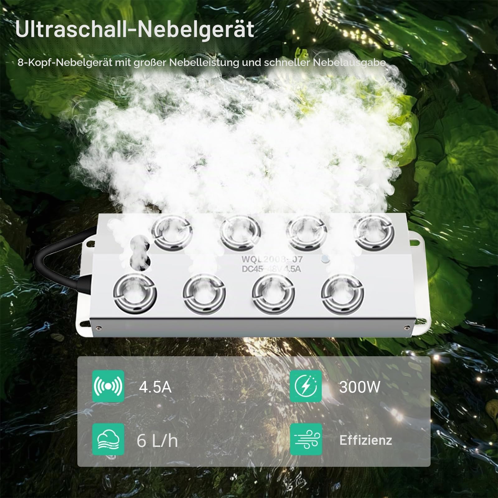 8 Kopf Ultraschall Vernebler, 6L/h 304 Edelstahl ultraschall Nebler mit Schwimmer, ultraschall Nebelmacher Mist Maker Fogger, Luftbefeuchter mit Schutzfunktion für Gewächshaus, Garten, Bühne