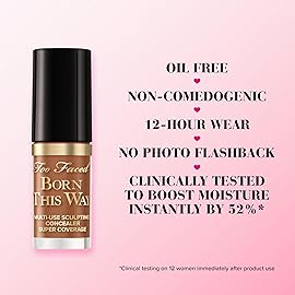 Too Faced Born This Way Super Coverage Multi-Use Concealer | Full Coverage, Non-Comedogenic, Oil Free + Long Lasting Concealer | Hyaluronic Acid + Coconut Water, 0.06 Fl Oz, Travel Size, Marshmallow