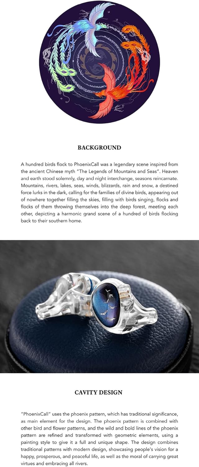 Kinera Celest Phoenixcall 1DD+2BA+2 Flat Panel Driver IEMs 5 Hybrid Drivers Earphone with 0.78 2pin Plug (Purple-Blue 3.5mm)