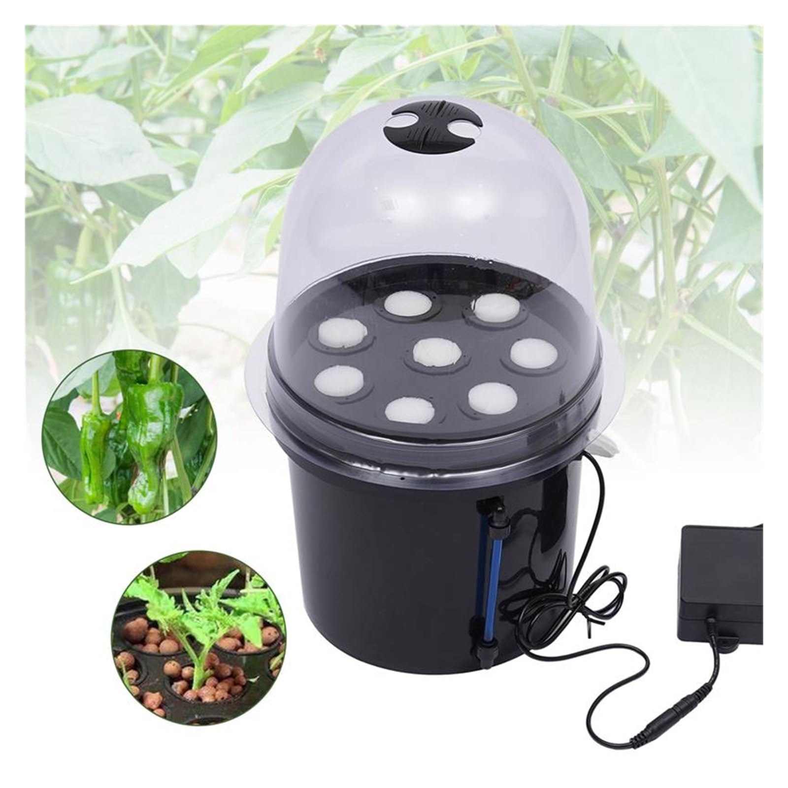 Czarny 8-otworowy 5L Mist Cultivating Box Wysokoprodukcyjny system hydroponiczny do sadzonek i klonowania Warzywa i owoce