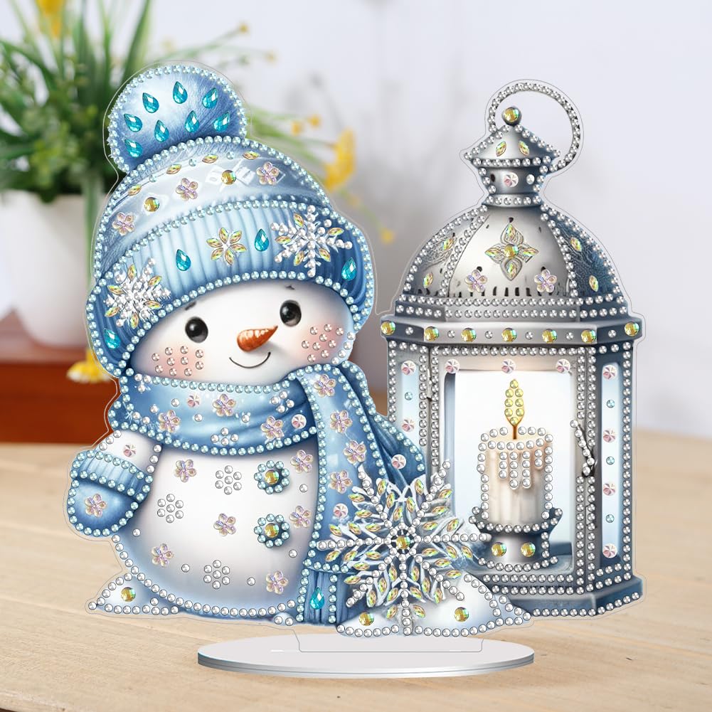 INCOK Schneemann-Diamant-Kunst-Hänge-Kits – DIY 5D Diamantmalerei Weihnachtsornament, Doppelseitig, Inkl. Zubehör