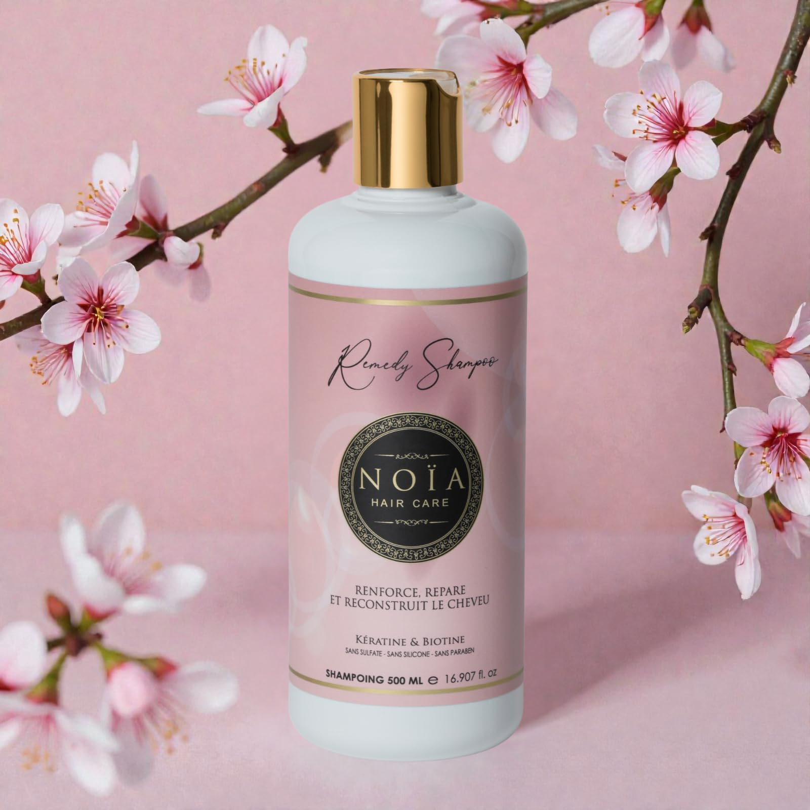 NOÏA HAIR – Coffret Prestige REMEDY – Shampoing 500 ml + Masque 500 ml + Sérum 100 ml – Kératine & Biotine – Réparation & Anti-Casse – Cheveux Abîmés & Fragilisés