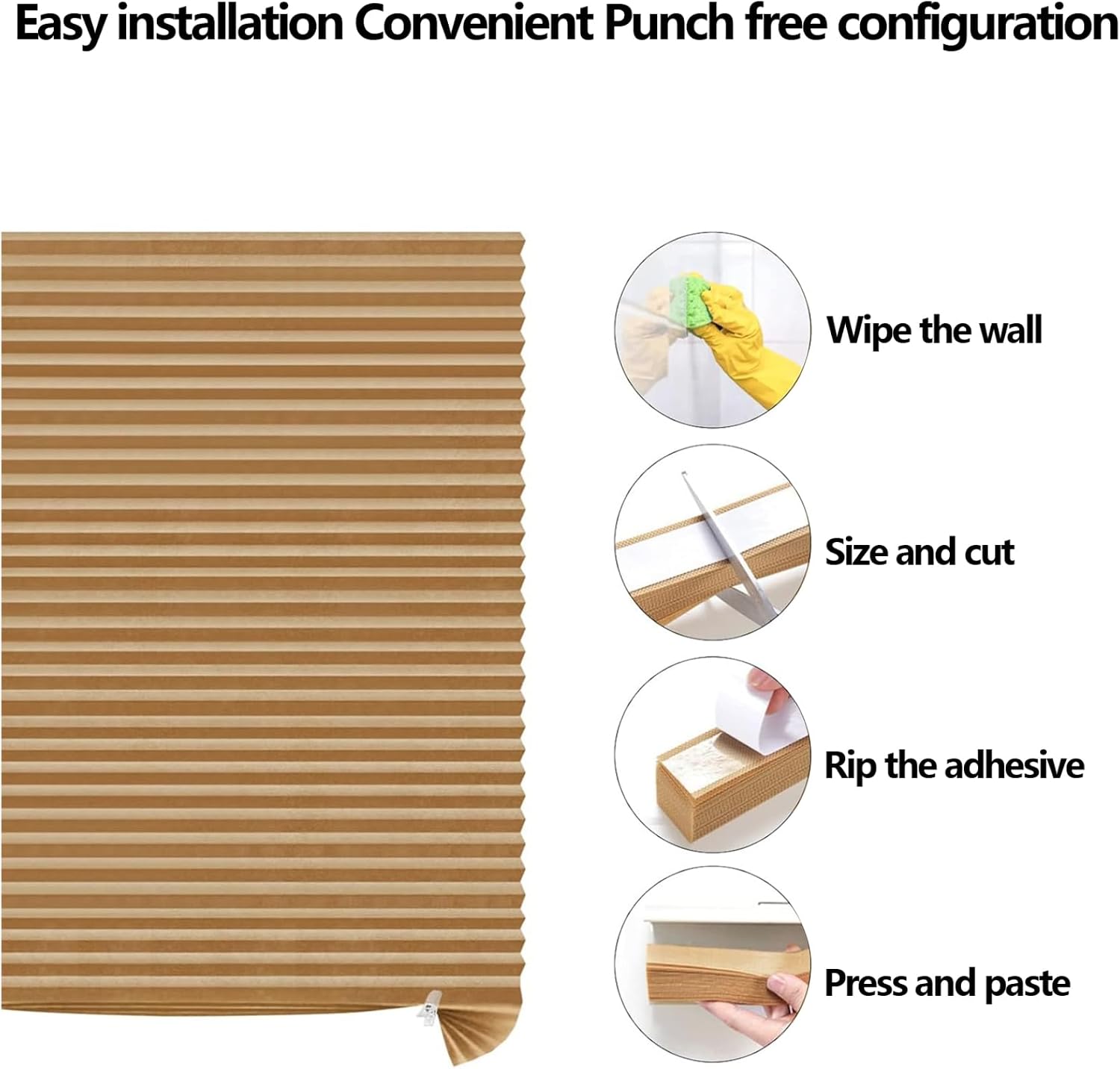 Window Blind Cordless Temporary Shade Easy to Cut Coffee 35x59 Inch