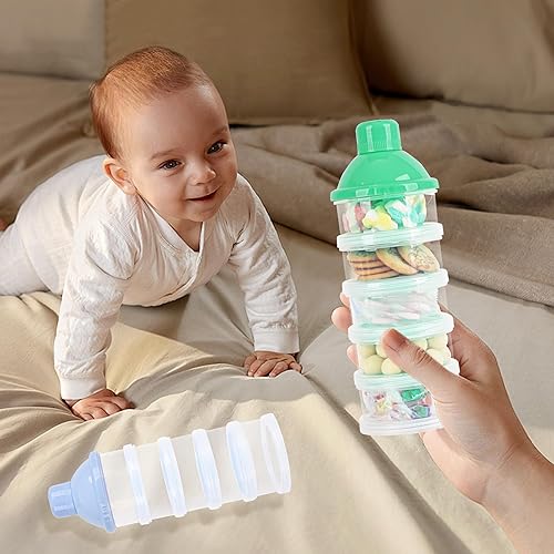 Miniatura 5 de Dispensador de leche en polvo para bebés, 2 unidades, de 5 capas, ollas de leche en polvo, dispensador de fórmula, dispensador portátil de fórmula