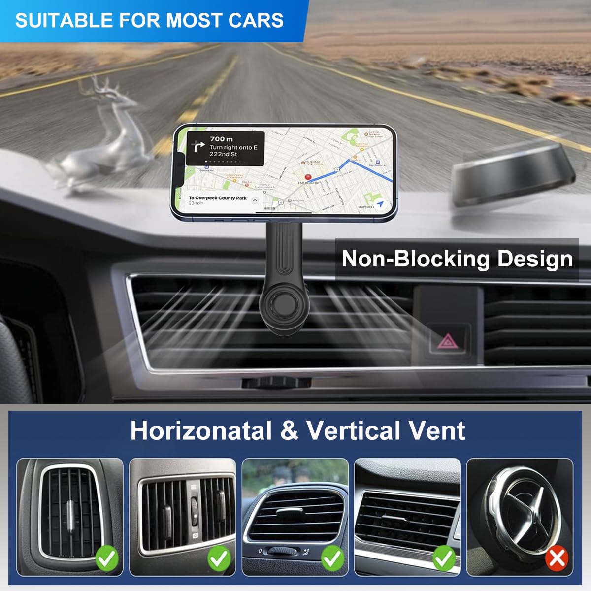 Car Vent Phone Holder Mount Adapter Ball Joint Ventilation Clip By - View #2